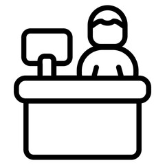 Remote worker Line Icon