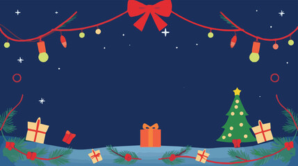 Fototapeta premium Marry Cristmas background tree, xmas, gift, box, celebration, new, year, greeting, decoration, winter, snow, holiday, illustration, night, snowflake, vector, star, 