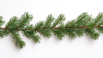 Elegant evergreen pine branch on white background
