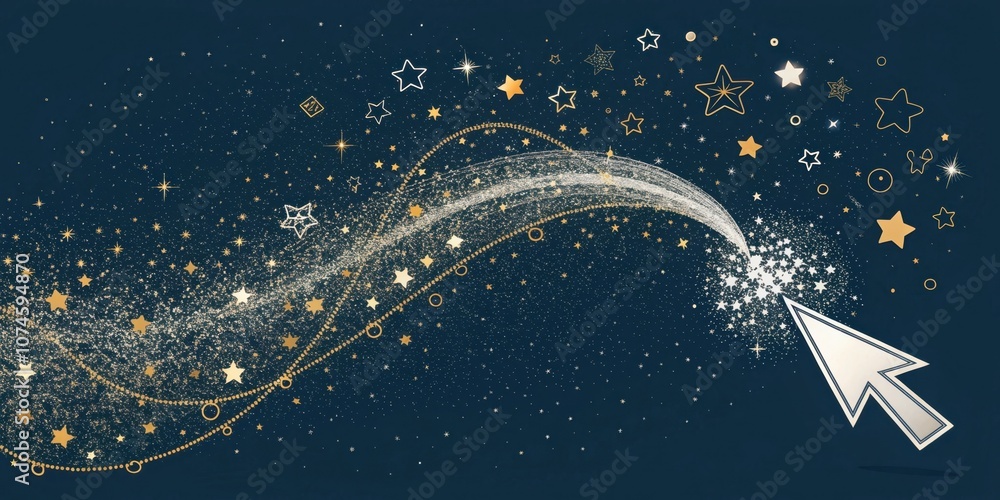 Poster vintage glitter stream the cursor moves in smooth fluid motions trailing behind it a stream of silve