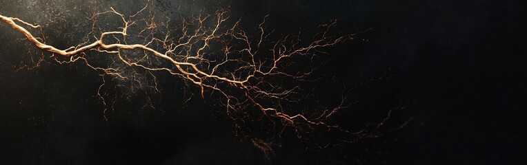 Dramatic Lightning Bolt with Branching Electricity Sparking Over Dark Background