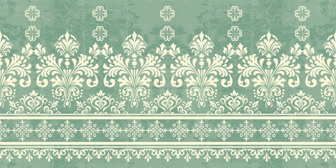 floral pattern vintage ethnic modern embroidery texture boho design vector illustration hand drawn pink flower motif branches leaves wallpaper seamless background border.