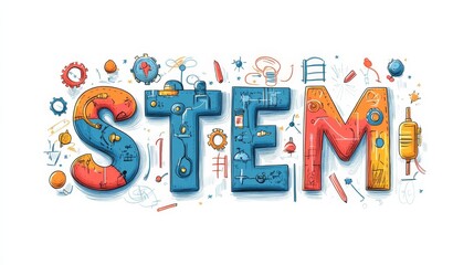 STEM. Science, technology, engineering, mathematics banner