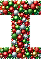 Festive Christmas Ball Alphabet Letter I crafted from Christmas ornaments.