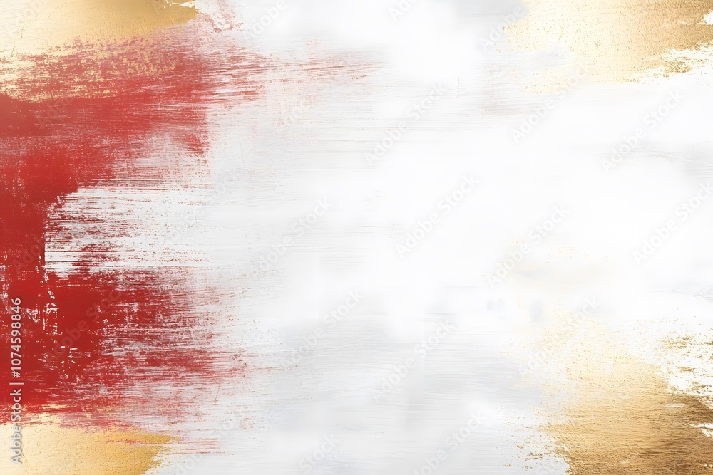 Aufkleber abstract texture with red, white, and gold brush strokes creating a soft and elegant background for 