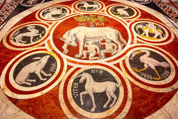 Roman Wolf Romulus Remus mosaic floor