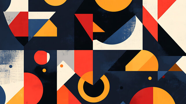 An abstract geometric shapes background with overlapping polygons, sharp angles, and a bold color scheme creating a modern look 