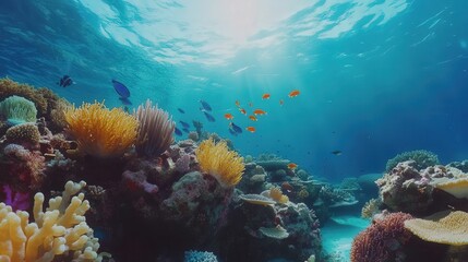 Naklejka premium Investigate the relationship between underwater landscapes and health.