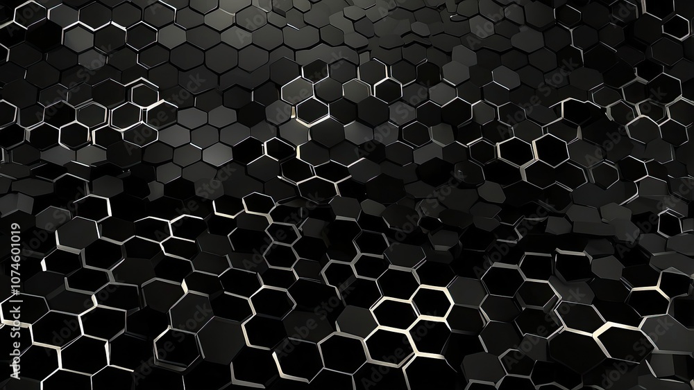 Poster vector illustration of a black abstract honeycomb backdrop in eps10 format-