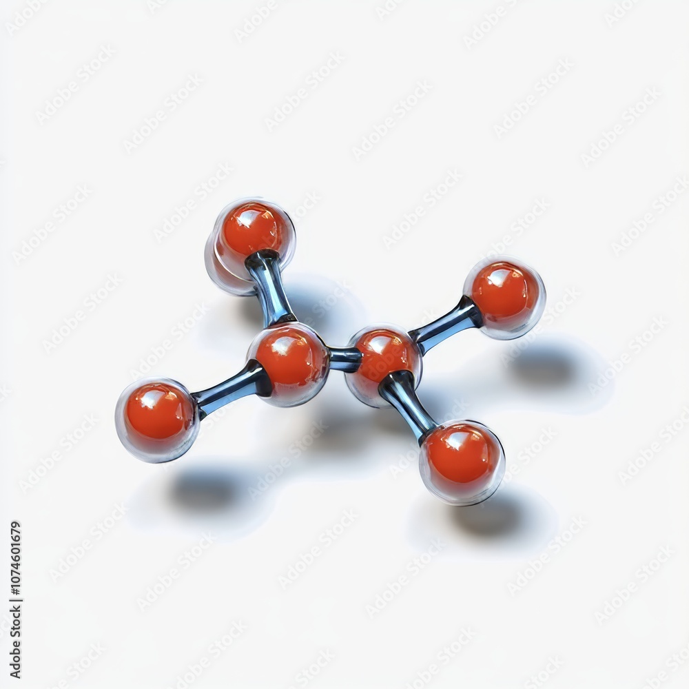 Poster 3d render of an abstract molecule structure, isolated on white background with shadow