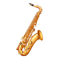 Naklejka premium Stylish and Elegant Golden Saxophone Illustration Ideal for Music-Themed Art Projects, Jazz Events, and Creative Designs Focused on Musical Instruments