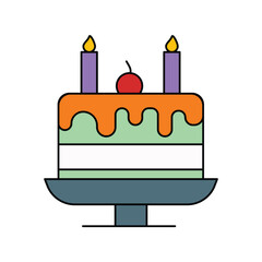 cake color line icon with white background vector stock illustration