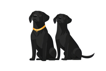 Captivating portrait of two labrador retrievers on black background