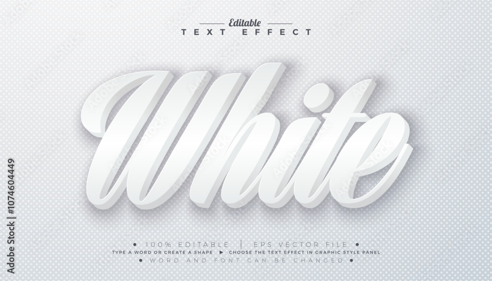 Poster 3d white text effect design. editable and scalable vector graphic style effect with shadow. and typo