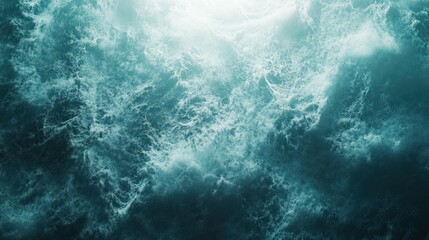 Fototapeta premium Turquoise ocean waves: captivating aerial view of majestic sea tides and surging water