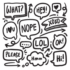 speech bubble doodle hand drawn vector	
