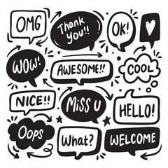 speech bubble doodle hand drawn vector	
