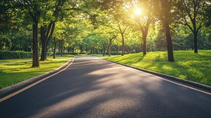 Obraz premium Sunny Road in a Park
