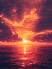 Obraz premium Ocean sunset on a cloudy day