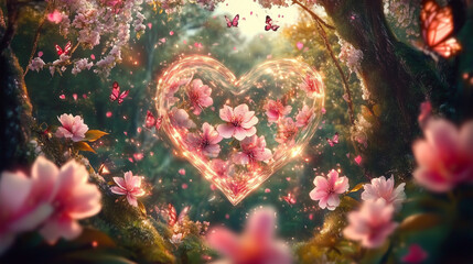 A Transparent Heart-Shaped Flower , Creating a Dreamy Atmosphere Perfect for Valentine's Day in the Style of Digital Art