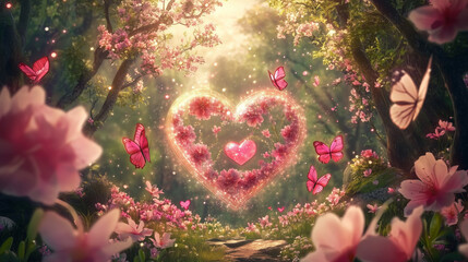 A Transparent Heart-Shaped Flower , Creating a Dreamy Atmosphere Perfect for Valentine's Day in the Style of Digital Art