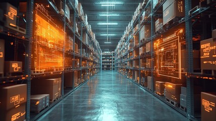 Fototapeta premium Modern Warehouse with Digital Displays