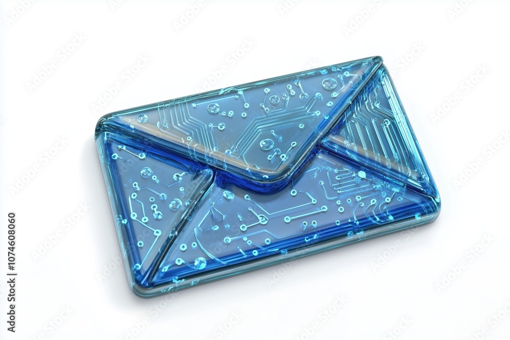 Poster digital envelope with circuit patterns and water droplets