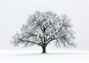 Fototapeta premium Solitary snow-covered tree landscape