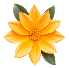 Obraz premium A vibrant yellow flower with delicate petals and green leaves. Perfect for floral designs.