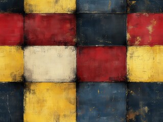 Bold Scottish pattern featuring vibrant color blocks, intricate design elements, suitable for textiles or wallpapers.