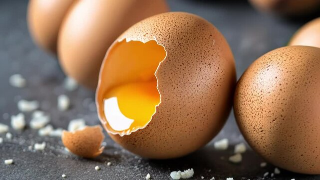 Cracked Egg on Dark Surface