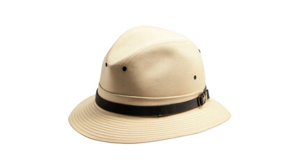 Fototapeta premium Beige Safari Hat Wide Brim Sun Protection Travel Accessory Outdoor Headwear