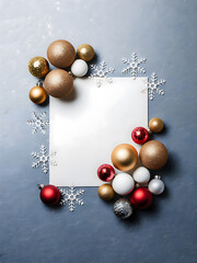 Christmas Frame. A Vibrant Silver Texture Background with Ball Ornaments