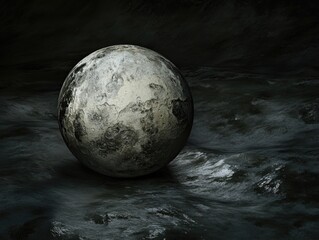 Gray Ball on Black Surface