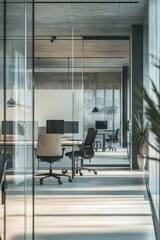 Fototapeta premium Glass Walled Office Space