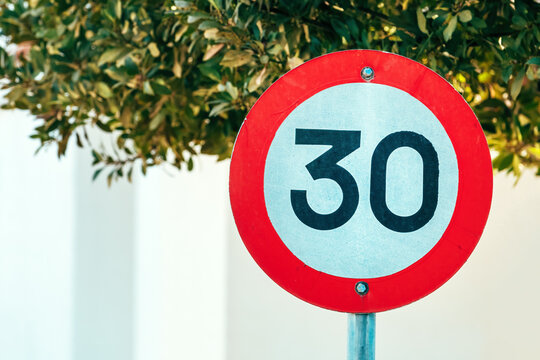 30 kmph speed limit sign in Greece