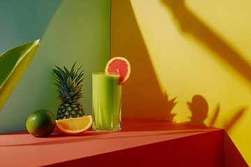 Green Smoothie with Tropical Fruits: A Refreshing Summer Drink