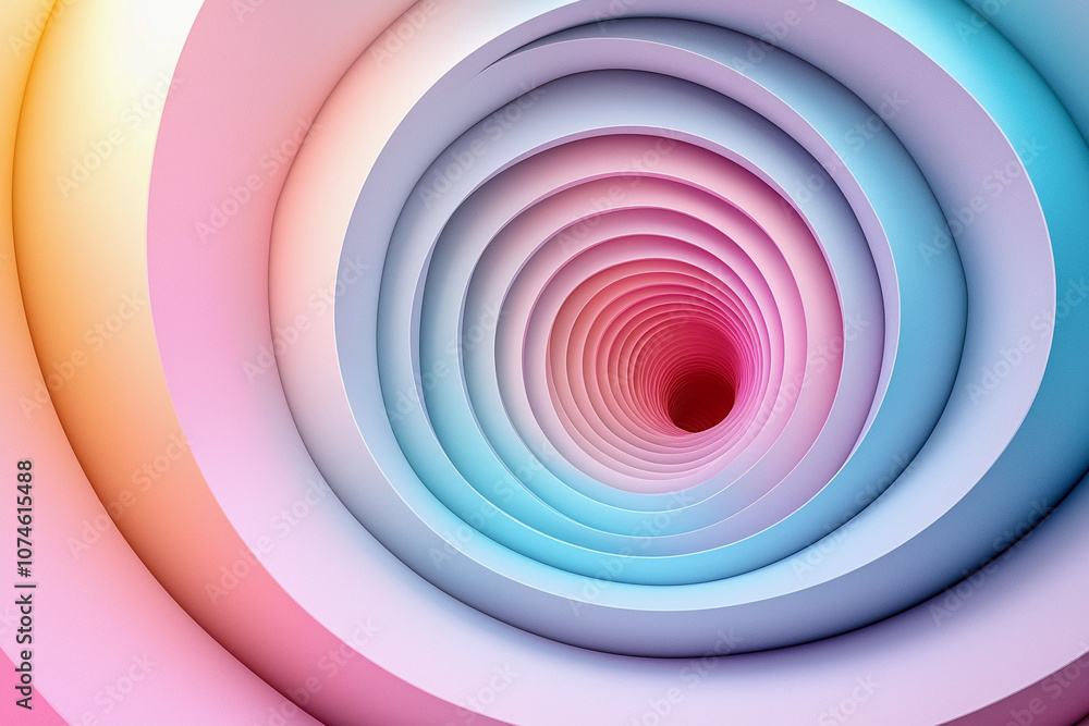 Poster colorful spiral pattern creating a mesmerizing tunnel effect
