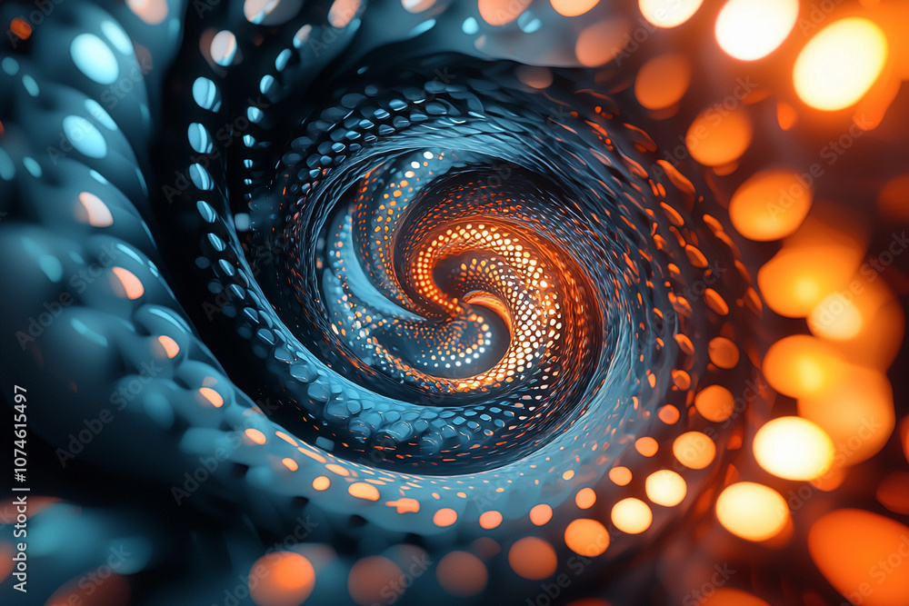 Aufkleber an abstract spiral pattern of blue and orange lights in motion