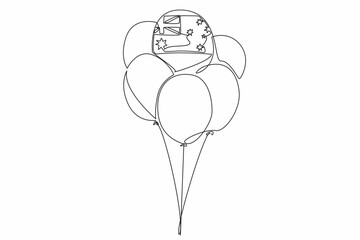 Continuous one line drawing Australian flag patterned balloon among several balloons. Balloon festival in the capital. Celebration. Nation. Australia Day. Single line draw design vector illustration