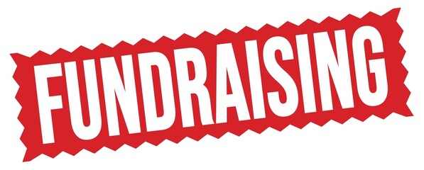 FUNDRAISING text written on red stamp sign.
