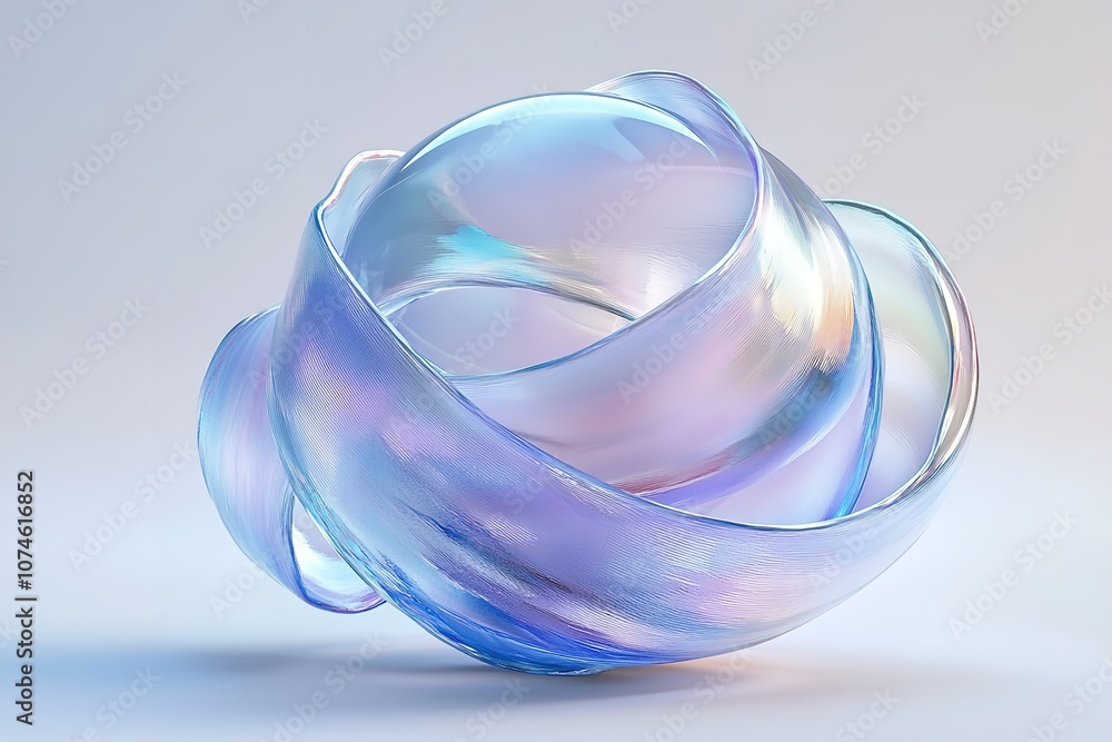 Aufkleber a 3d rendering of an abstract futuristic element featuring a glass sphere and ribbons, set against a