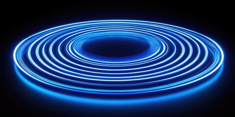Obraz premium Blue Neon Ring on Black Background