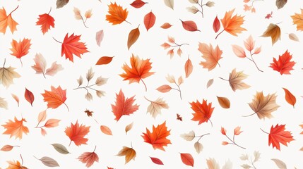 Colorful autumn leaves scattered on a light background, highlighting vibrant reds, oranges, and yellows with delicate details