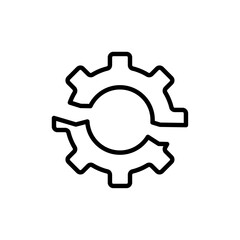 Broken gear icon logo sign set vector outline