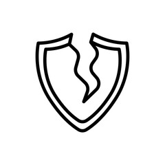 Broken shield icon logo sign set vector outline