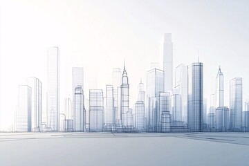 Obraz premium Modern Cityscape: Architectural Wireframe of a Futuristic Urban Landscape