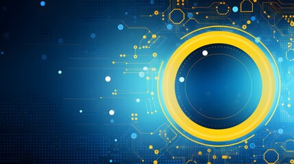 Obraz premium yellow and blue Abstract technology background circles digital hi-tech technology design background. concept innovation. vector illustration