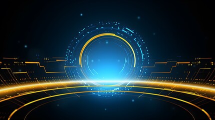 Naklejka premium yellow and blue Abstract technology background circles digital hi-tech technology design background. concept innovation. vector illustration