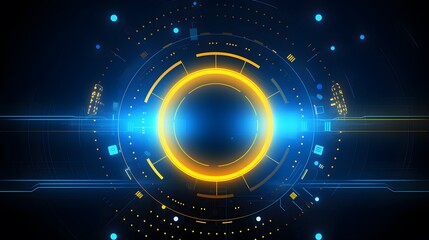 Obraz premium yellow and blue Abstract technology background circles digital hi-tech technology design background. concept innovation. vector illustration